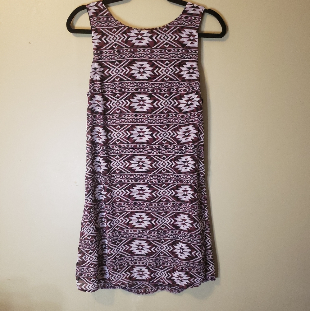 Patterned dress with partially open back